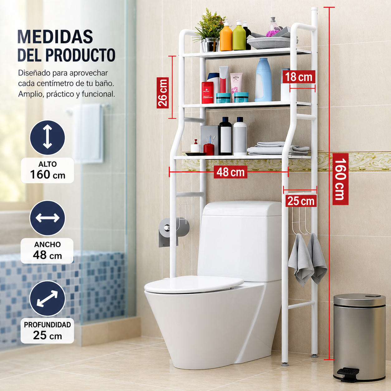 Estantería organizador para inodoro