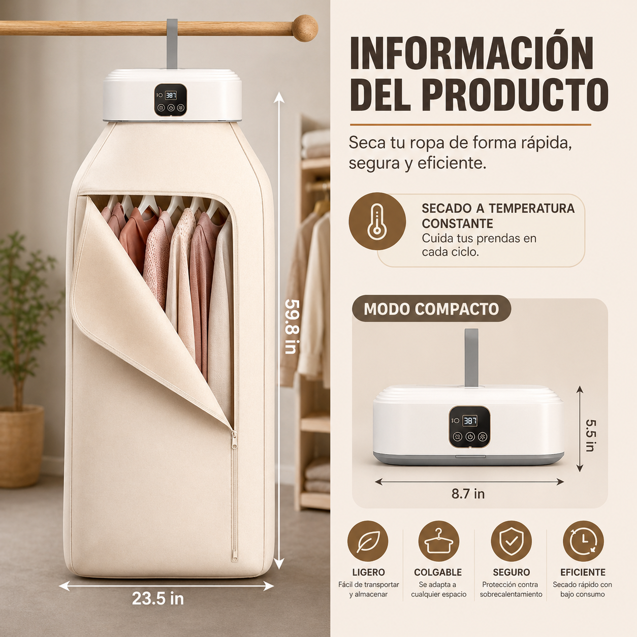 Secadora Ropa Portátil