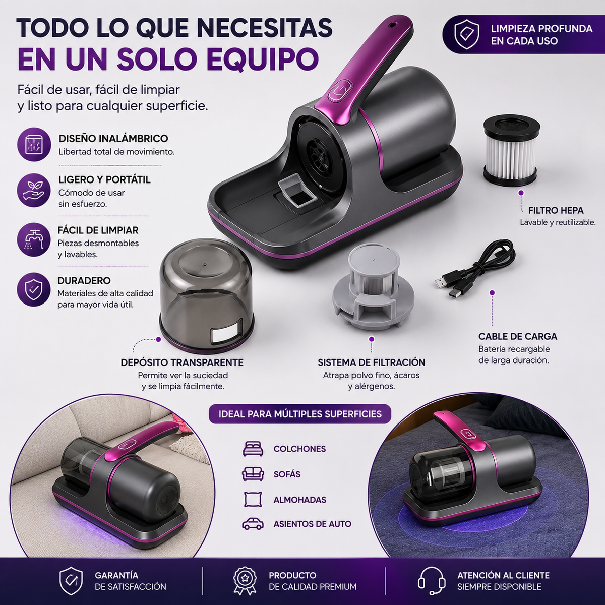 Aspiradora Profunda Eliminacion Acaros