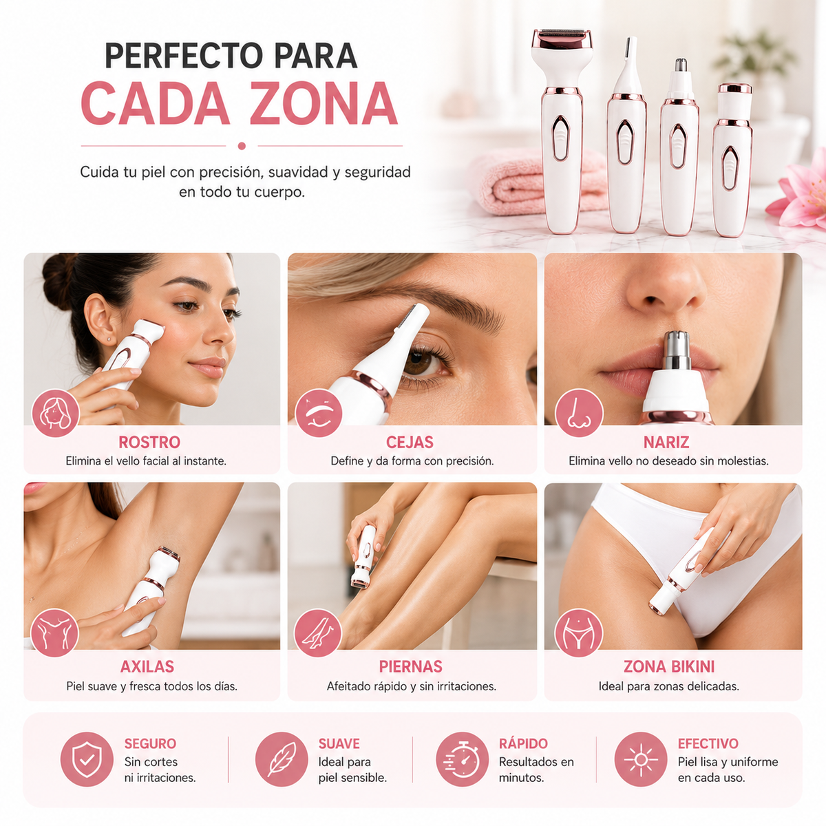 Depiladora Maquina Recargable 4 En 1
