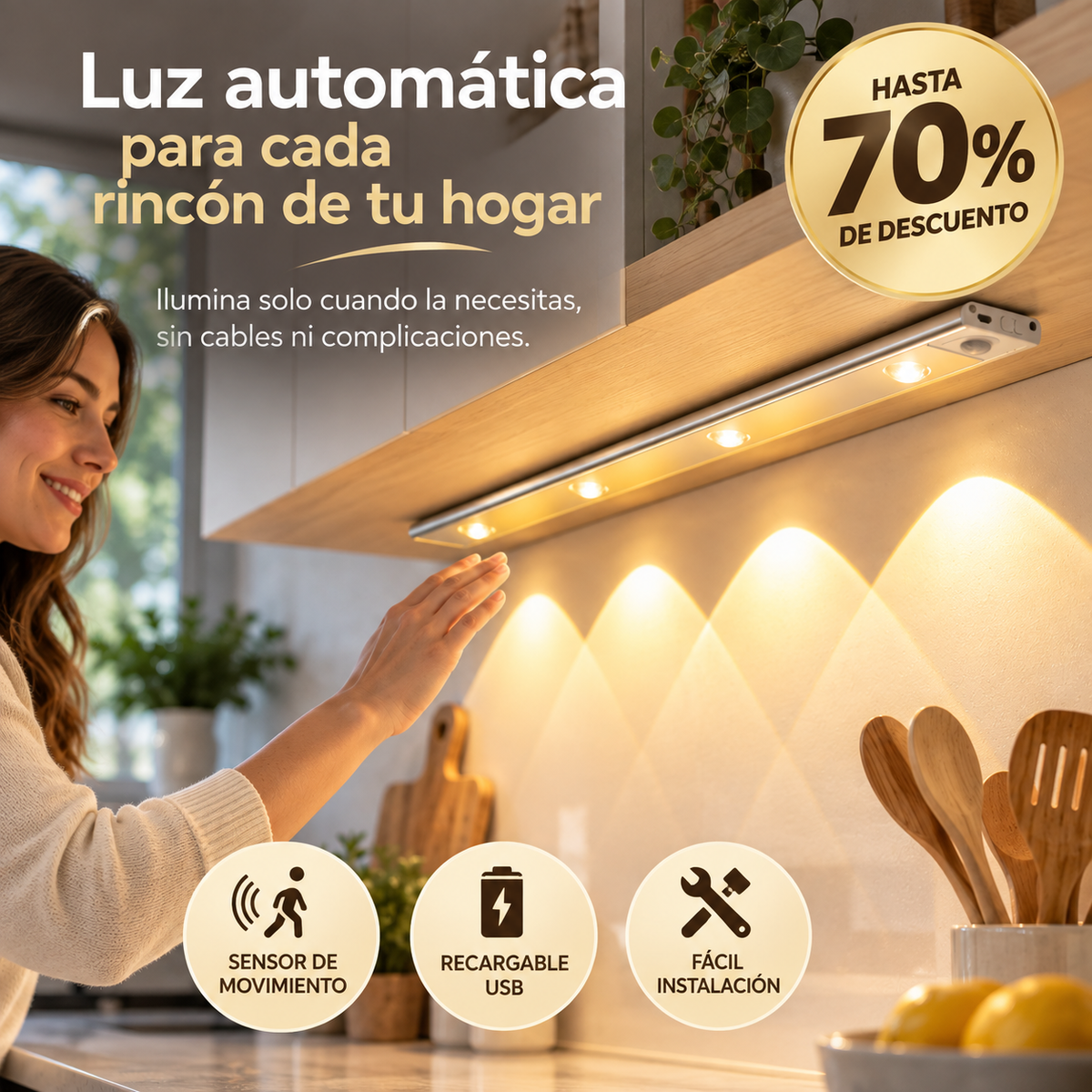 Barra Led Modern - con sensor 50cm