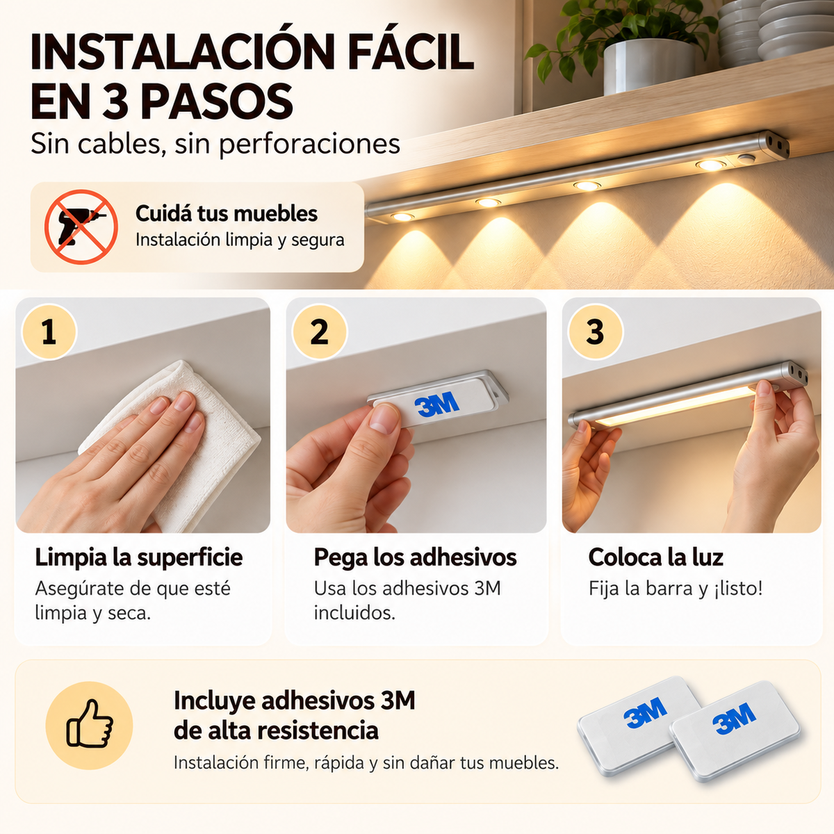 Barra Led Modern - con sensor 50cm