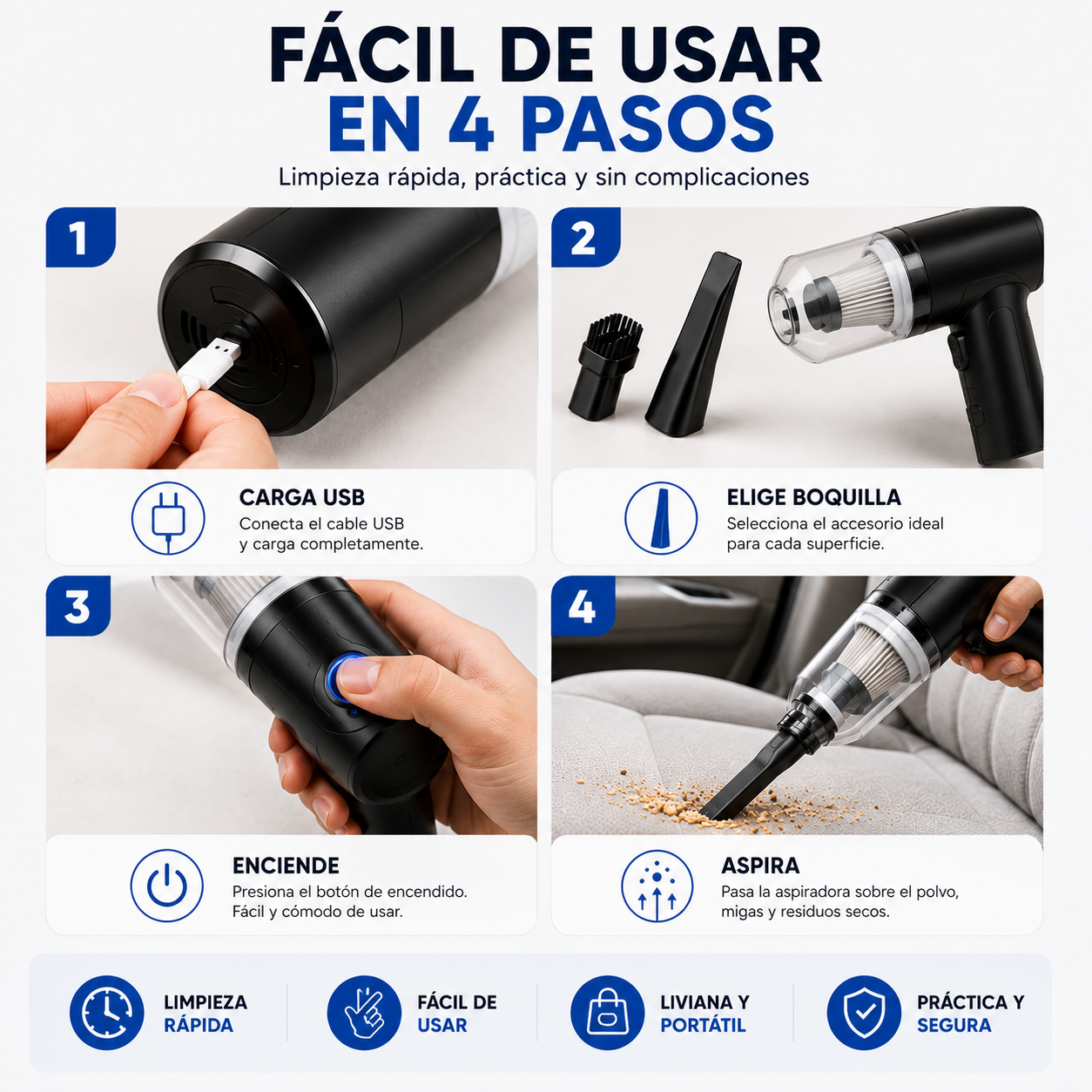 ASPIRADORA INALAMBRICA RECARGABLE USB