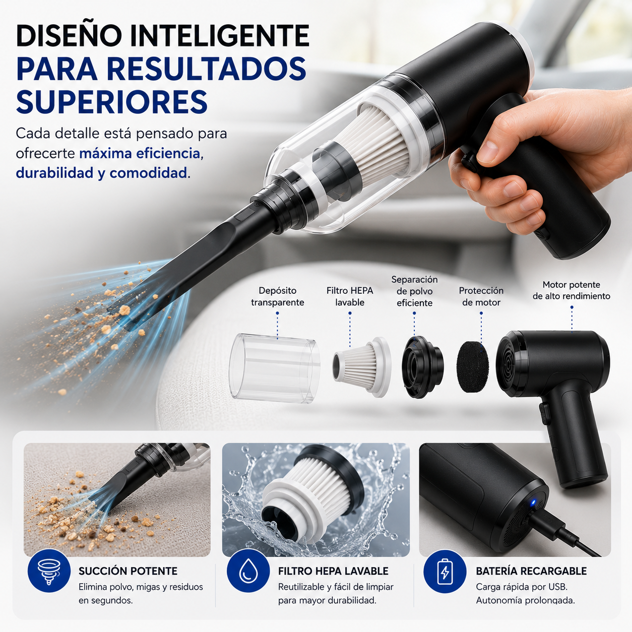 ASPIRADORA INALAMBRICA RECARGABLE USB