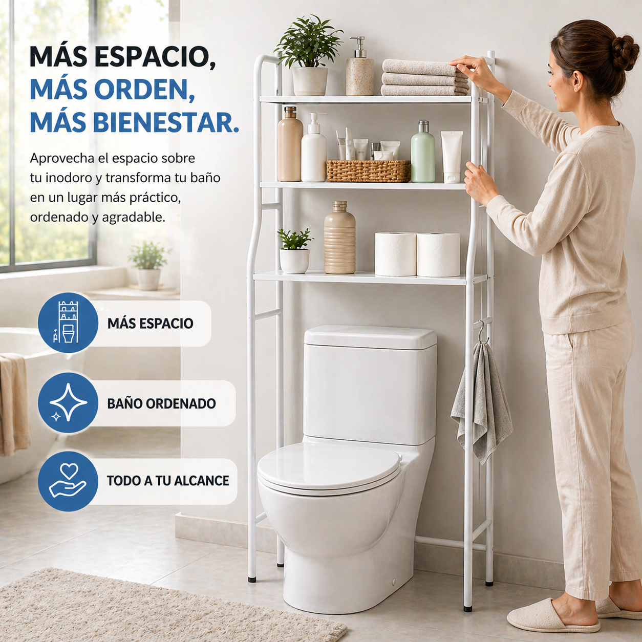 Estantería organizador para inodoro