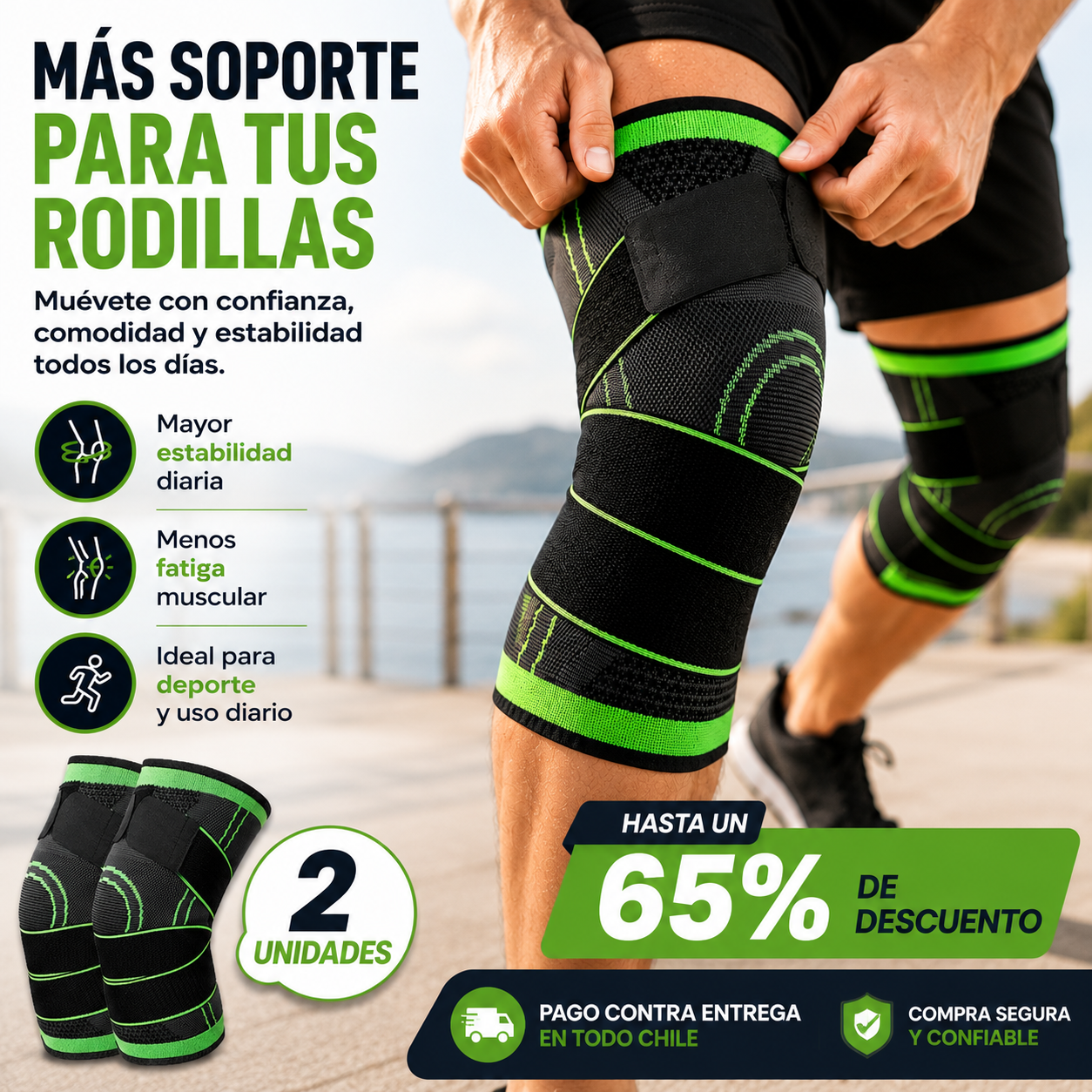Pack 2 Rodillera De Compresion Ajustable