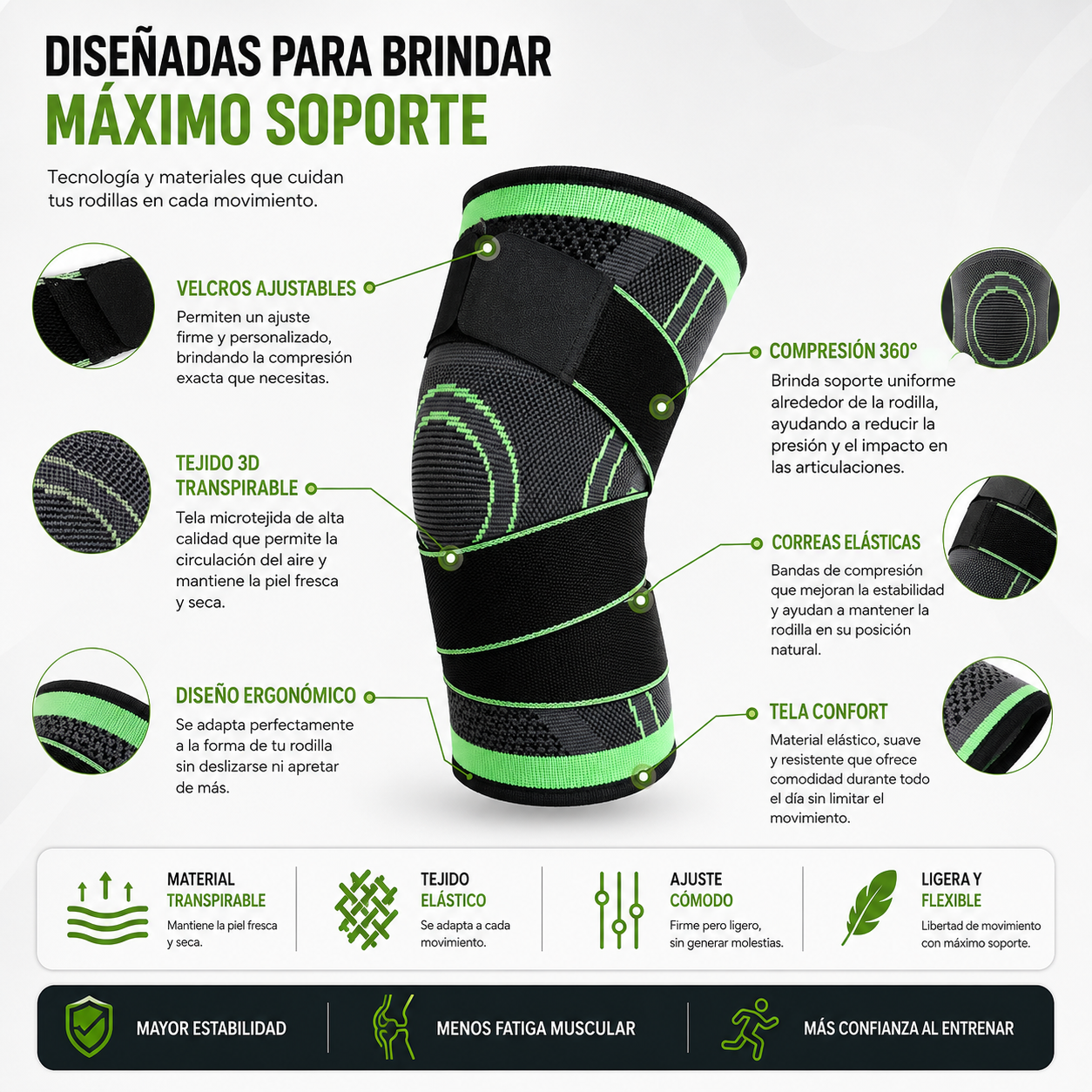 Pack 2 Rodillera De Compresion Ajustable