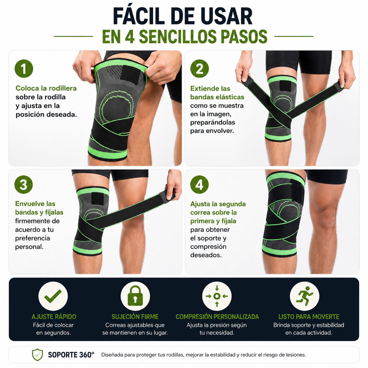 Pack 2 Rodillera De Compresion Ajustable