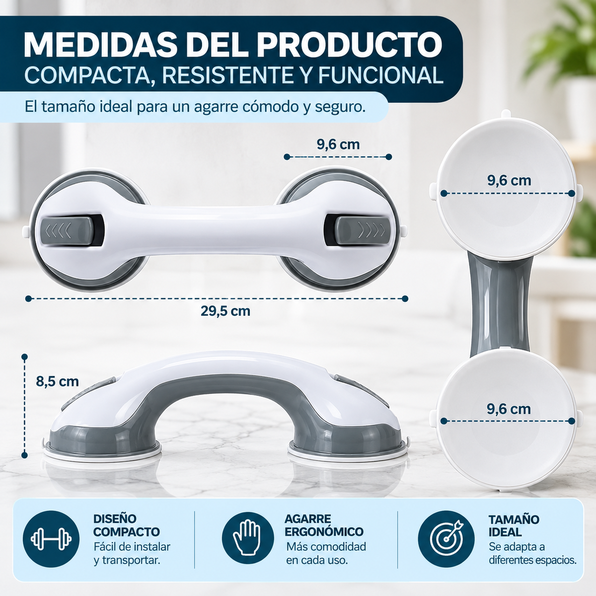 Manilla Adherente Soporte Seguridad Baño