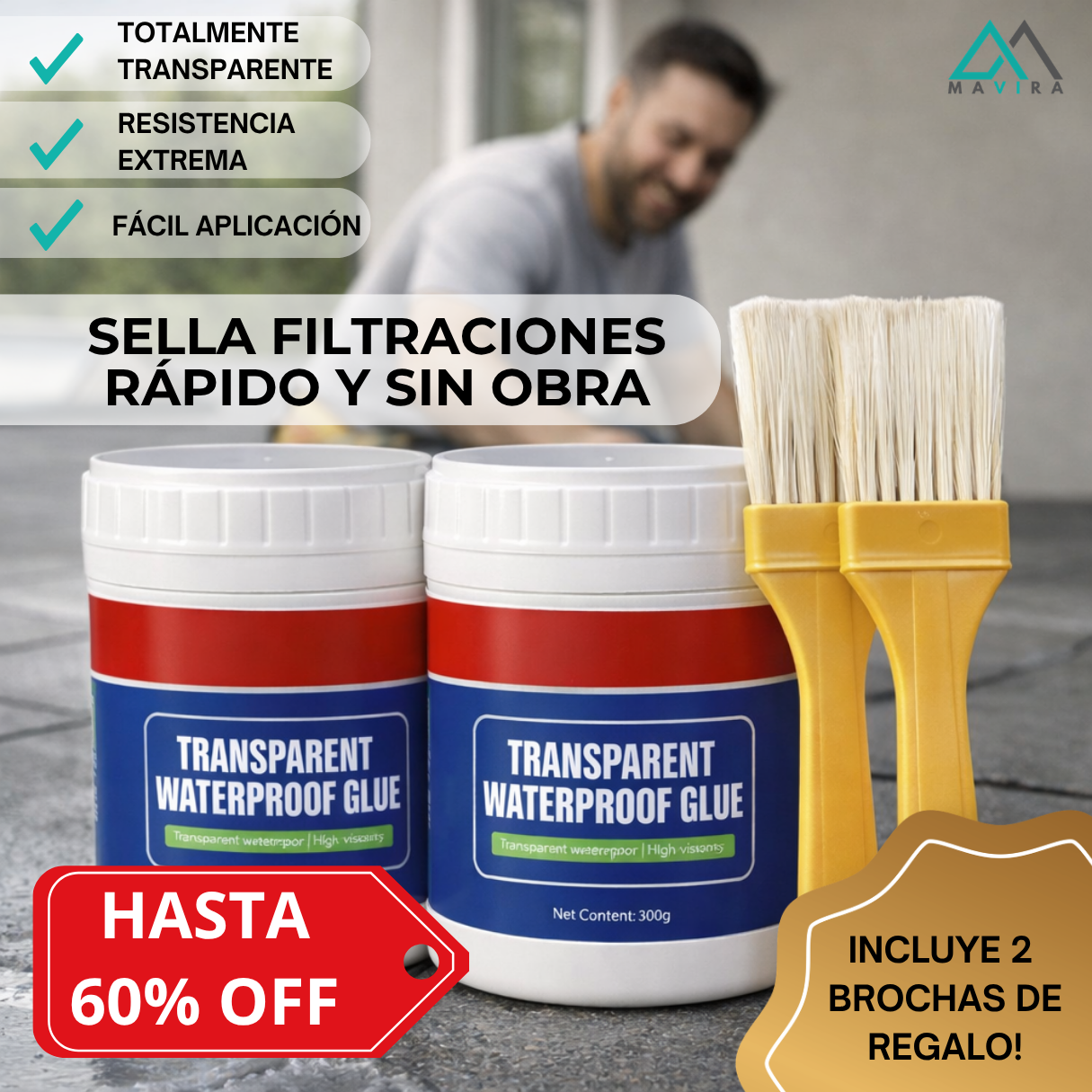 Pack 2 Sellador Impermeable Transparente